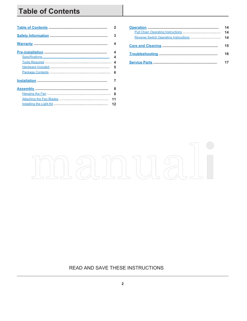 Hampton Bay YG204C-BN YG204C-ORB (18 pages) Ceiling Fan Operating Manual