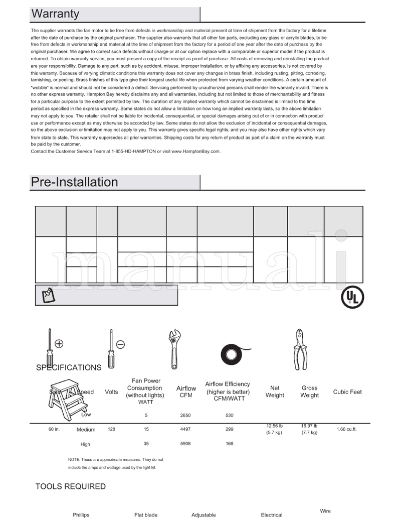 Hampton Bay 60-CHAN 90382 (32 pages) Ceiling Fan Operating Manual