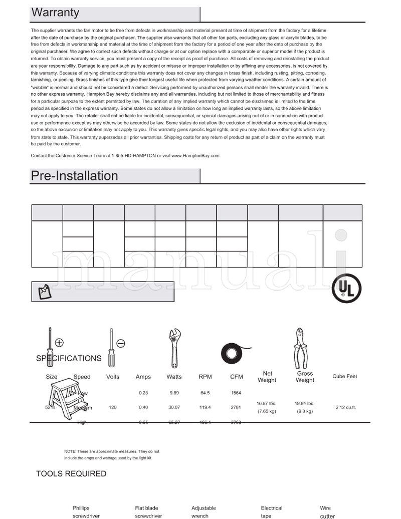 Hampton Bay 57281 57288 EF600J-52 (26 pages) Ceiling Fan Operating Manual