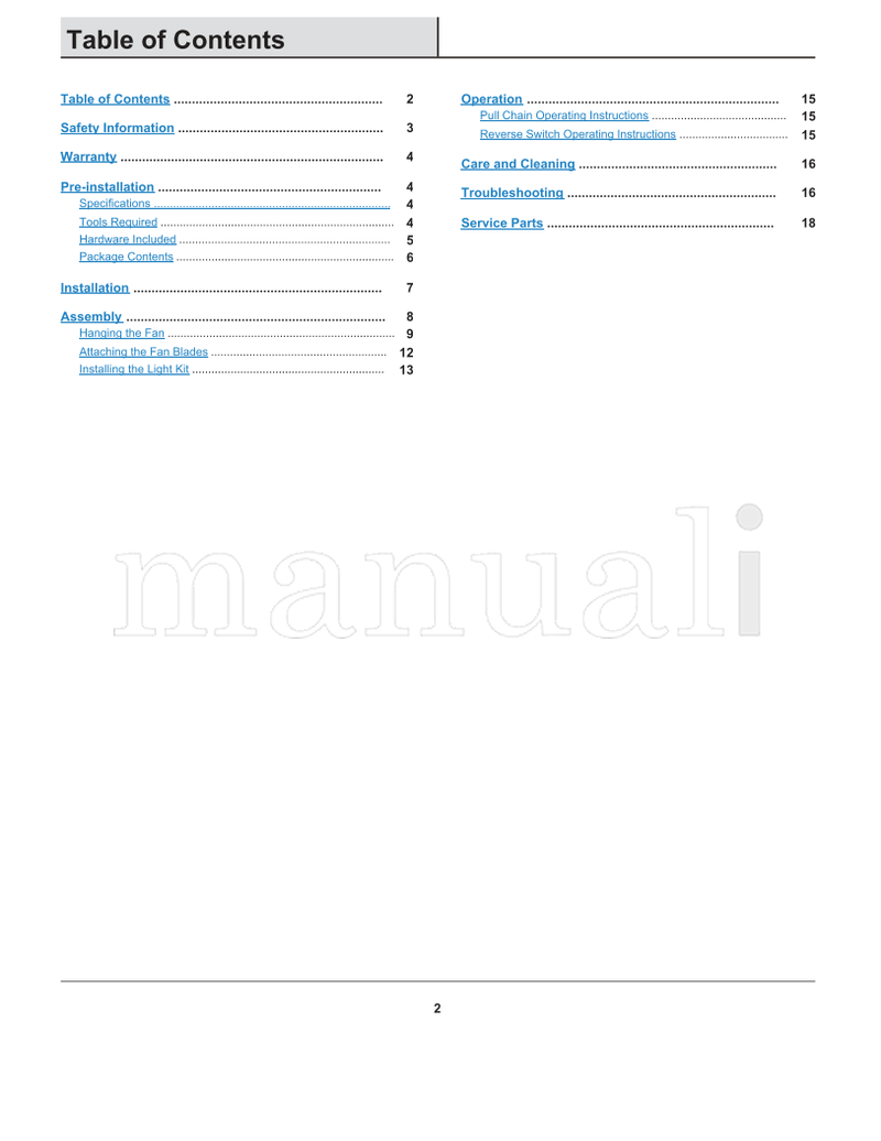 Hampton Bay AL837-OB+GH (19 pages) Ceiling Fan Operating Manual