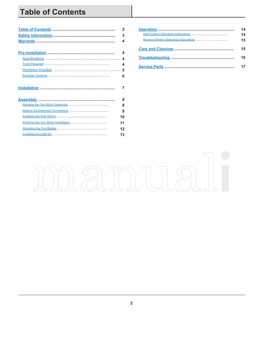 Hampton Bay 14411 (18 pages) Ceiling Fan Operating Manual