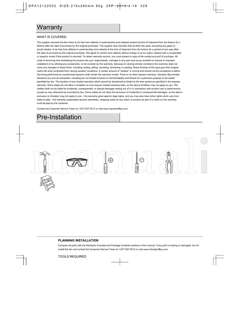 Hampton Bay 36LGM-L (28 pages) Ceiling Fan Operating Manual