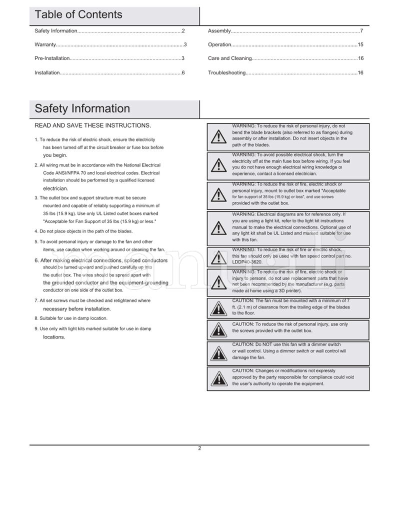 Hampton Bay 36-NADE-RV2-07252024 (34 pages) Ceiling Fan Operating Manual