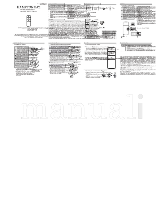 Hampton Bay 98130 (36 pages) Operating Manual