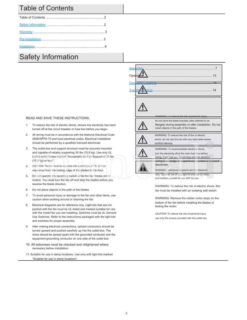 Hampton Bay 52129 52-FOXT (30 pages) Ceiling Fan Operating Manual