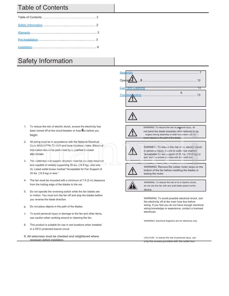 Hampton Bay 51499 51469 48-PBH (28 pages) Ceiling Fan Operating Manual