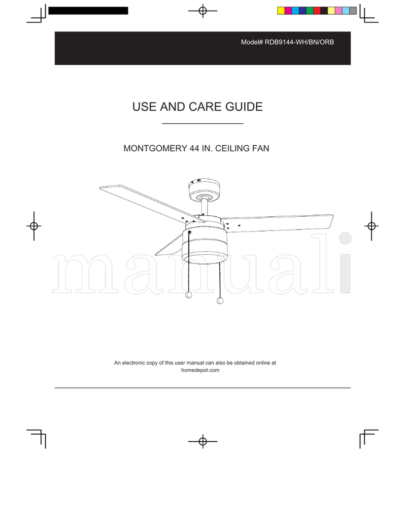 Hampton Bay RDB9144-WH BN ORB (24 pages) Ceiling Fan Operating Manual
