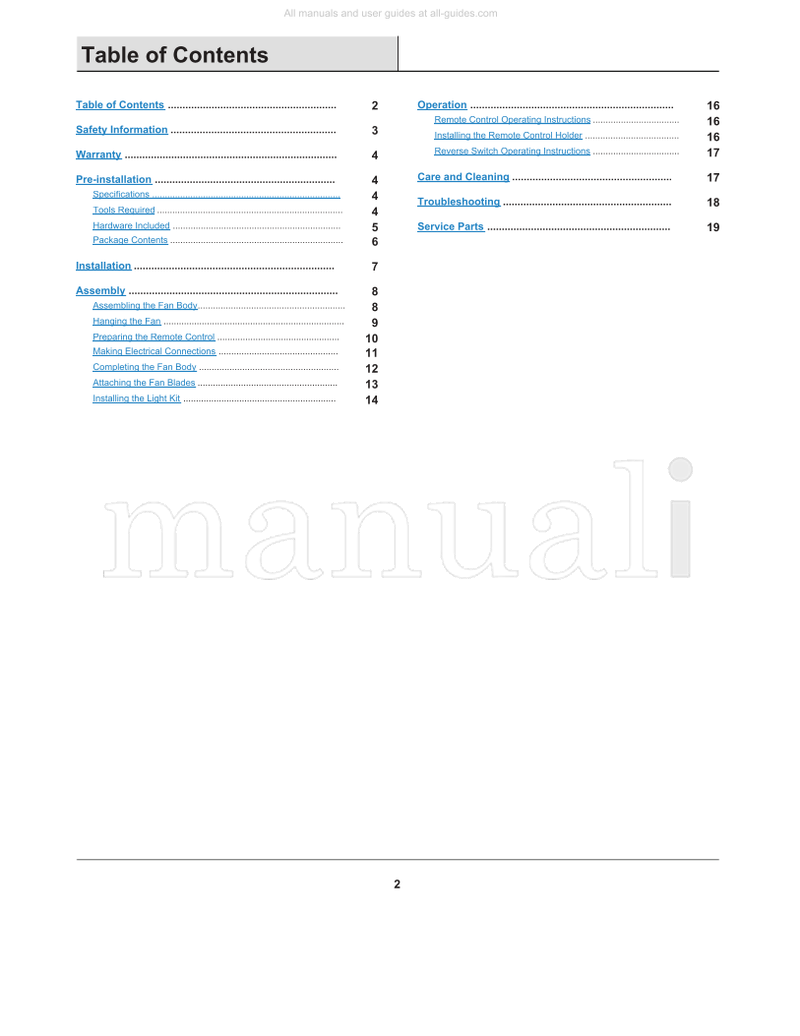 Hampton Bay AL975-BN (20 pages) Ceiling Fan Operating Manual