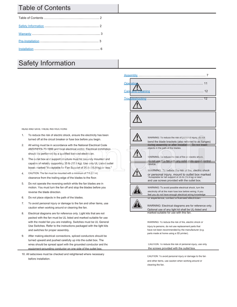 Hampton Bay 52-VILL 92302 (26 pages) Ceiling Fan Operating Manual