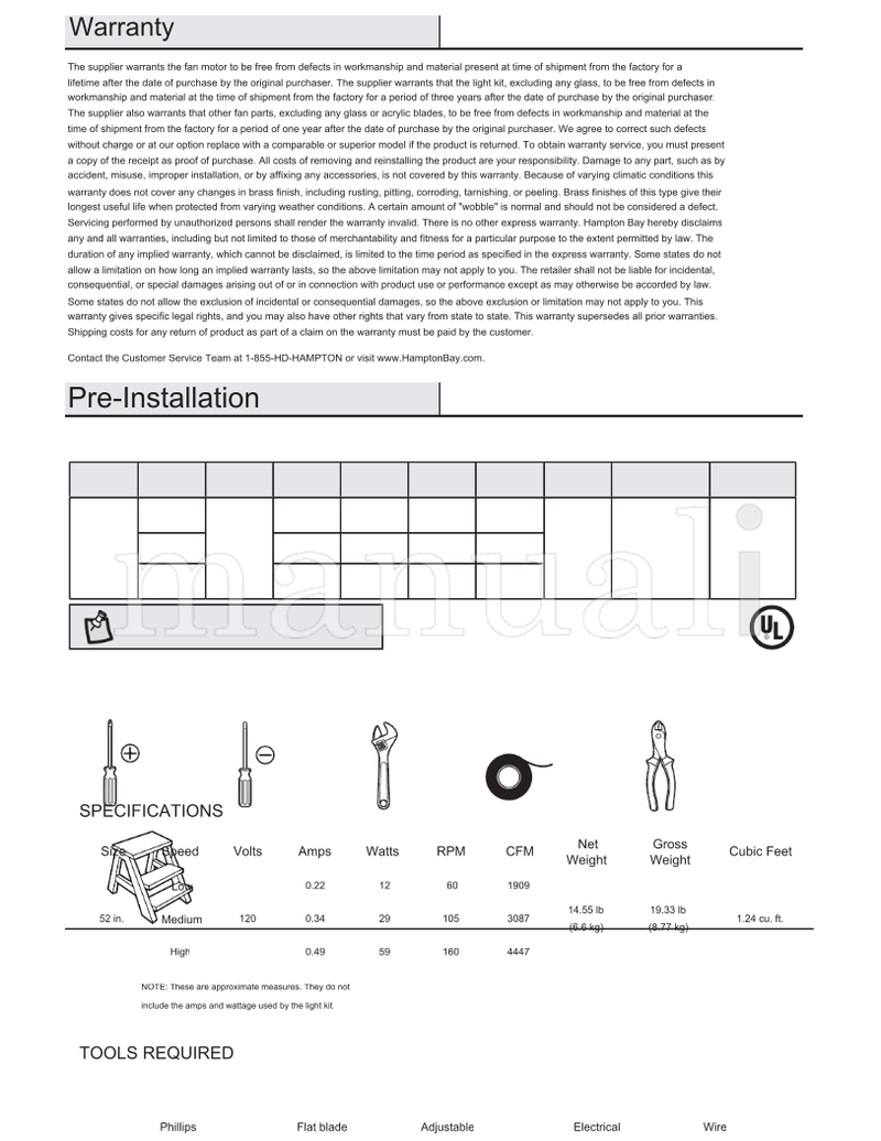 Hampton Bay 52-VILL 92302 (26 pages) Ceiling Fan Operating Manual