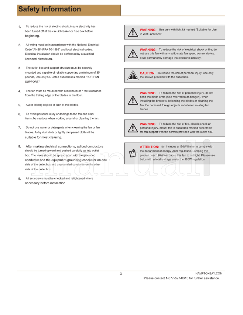 Hampton Bay AL634-WH (20 pages) Ceiling Fan Operating Manual