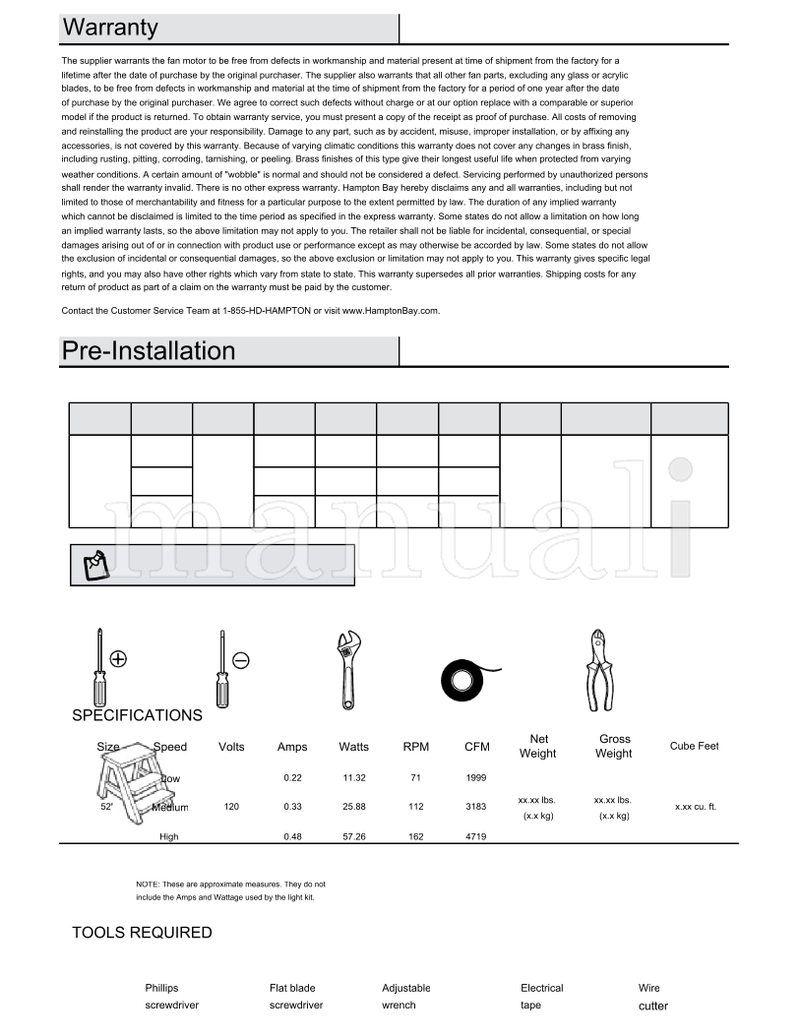 Hampton Bay 50279 52-RMGII (16 pages) Ceiling Fan Operating Manual