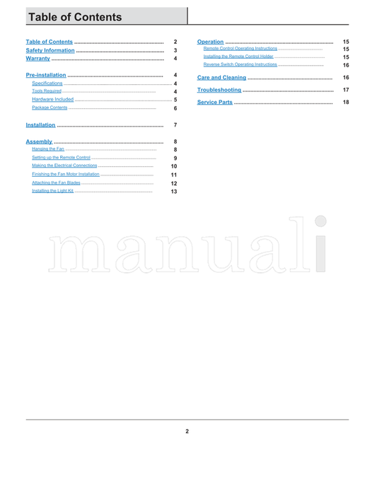 Hampton Bay 14412 (19 pages) Ceiling Fan Operating Manual