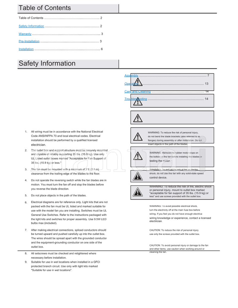 Hampton Bay 51548 EF200S(P)-48 (30 pages) Ceiling Fan Operating Manual