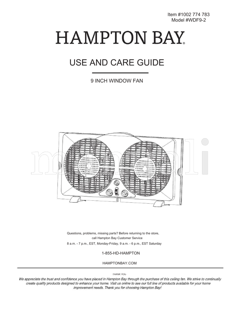 Hampton Bay WDF9-2 (19 pages) Ceiling Fan Operating Manual