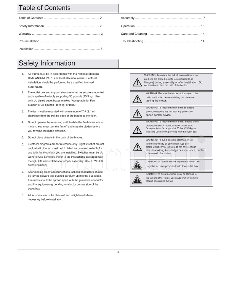 Hampton Bay 52044 EF200E-44 (30 pages) Ceiling Fan Operating Manual