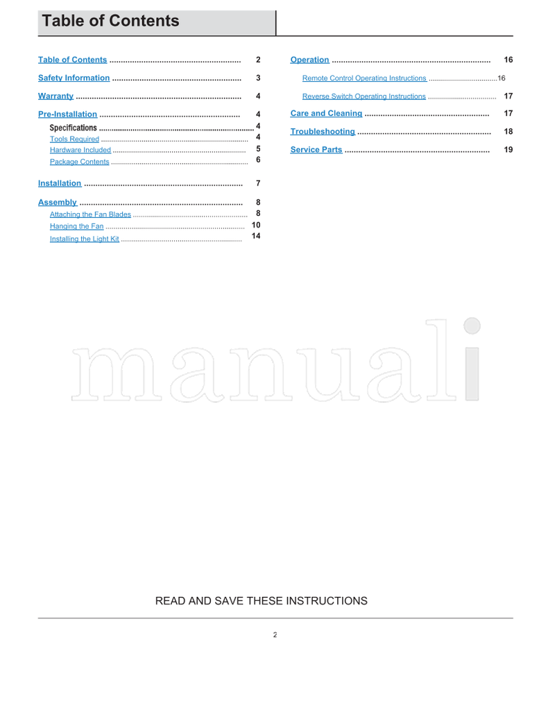 Hampton Bay YG763-BN YG763-MBK (20 pages) Ceiling Fan Operating Manual