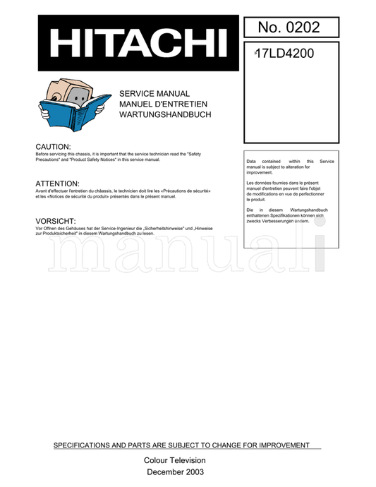 Hitachi 17LD4200 (67 pages) TV Service Manual