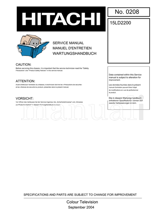 Hitachi 0208 15LD2200 (58 pages) TV Service Manual