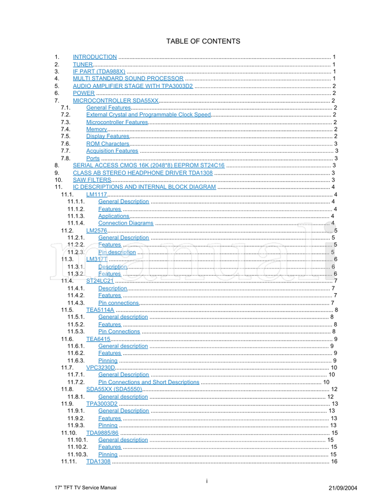 Hitachi 0204 17LD4220 17LD4220U (51 pages) TV Service Manual