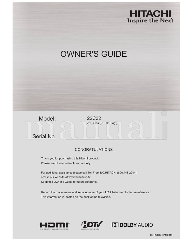 Hitachi 22C32 OG22C3207182019 (40 pages) TV Operating Manual