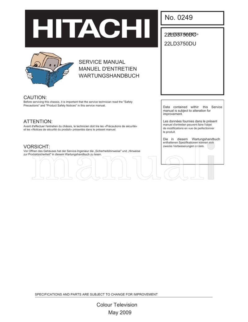 Hitachi 0249 22LD3750DC 22LD3750DU (37 pages) TV Service Manual