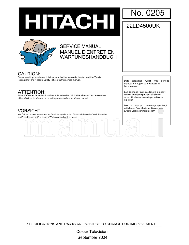 Hitachi 22LD4500UK (59 pages) TV Service Manual