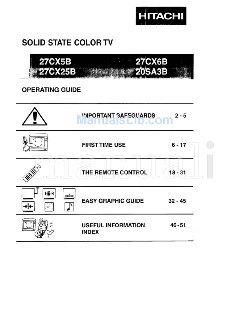 Hitachi 6-17 18-31 46-51 (53 pages) TV Operating Manual