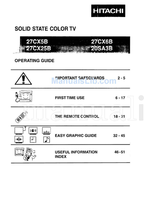 Hitachi 6-17 18-31 46-51 (53 pages) TV Operating Manual