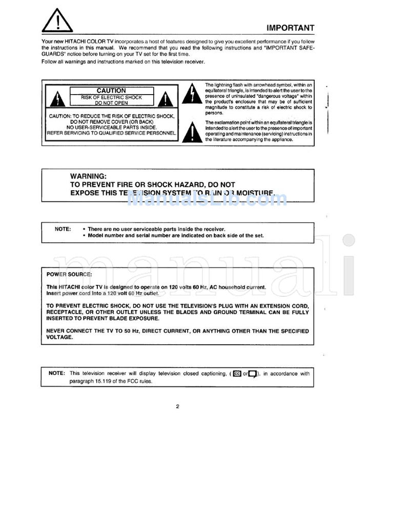 Hitachi 6-17 18-31 46-51 (53 pages) TV Operating Manual