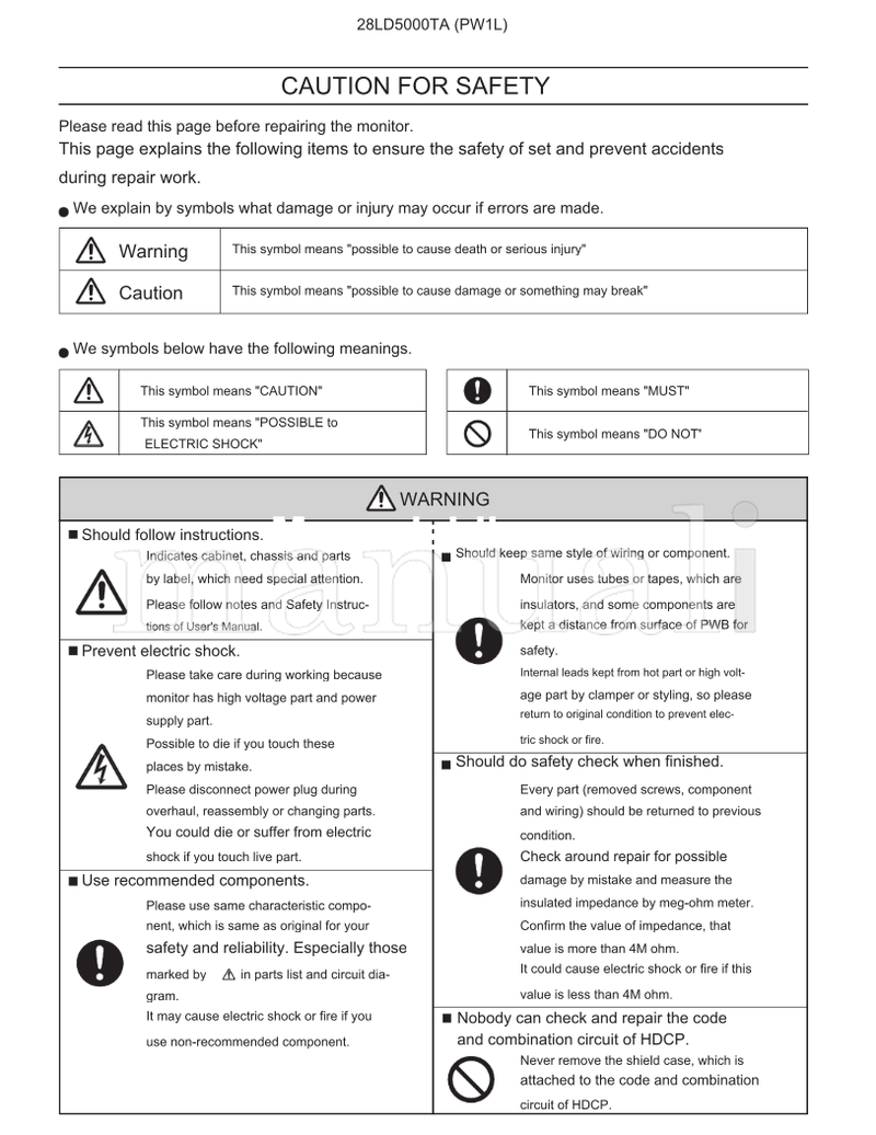 Hitachi SM008 28LD5200E (29 pages) TV Service Manual