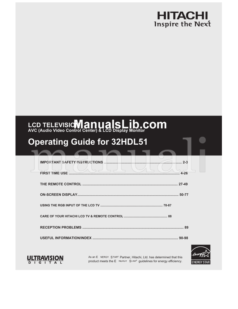 Hitachi 32HDL51 (100 pages) TV Operating Manual