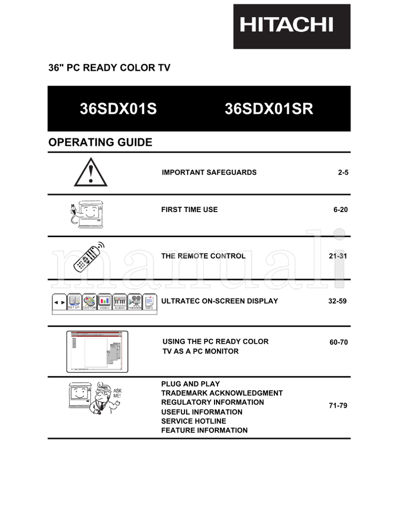 Hitachi 36SDX01S 36SDX01SR (81 pages) TV Operating Manual