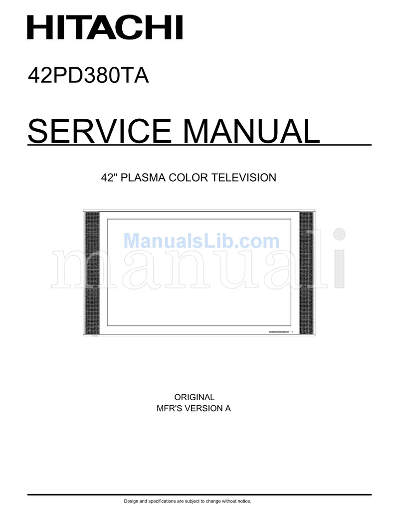 Hitachi 42PD380TA (68 pages) TV Service Manual