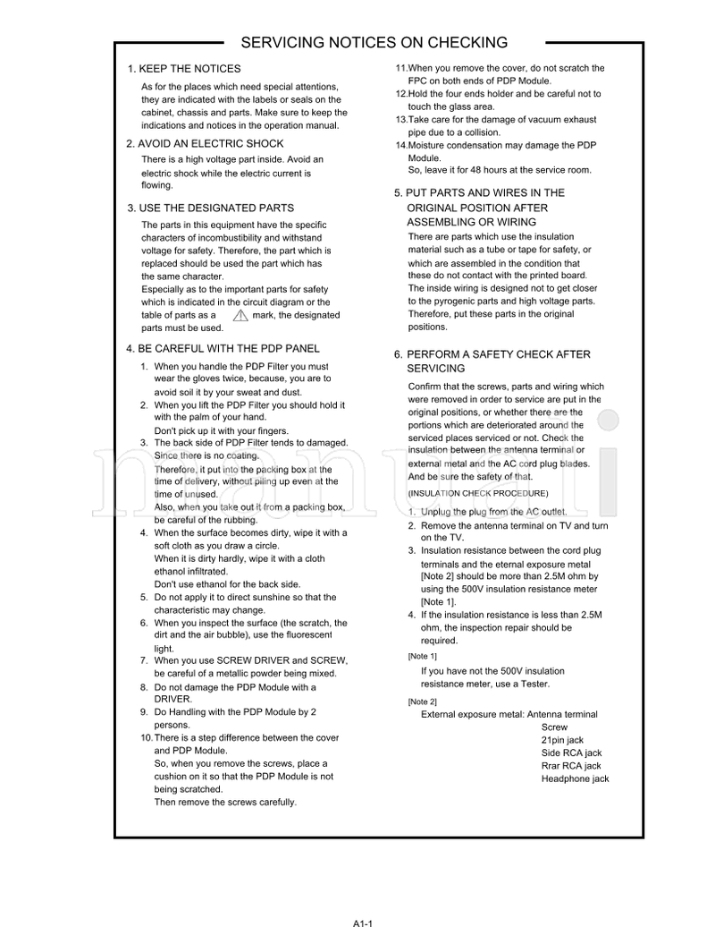 Hitachi 42PD380TA (68 pages) TV Service Manual