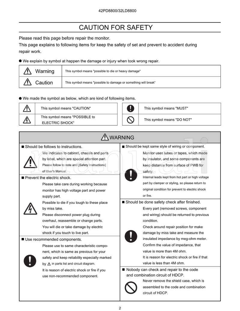Hitachi 42PD8800TA(PW3) (128 pages) TV Service Manual