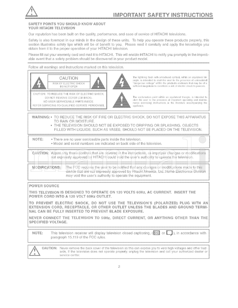 Hitachi 46F500A (68 pages) TV Operating Manual