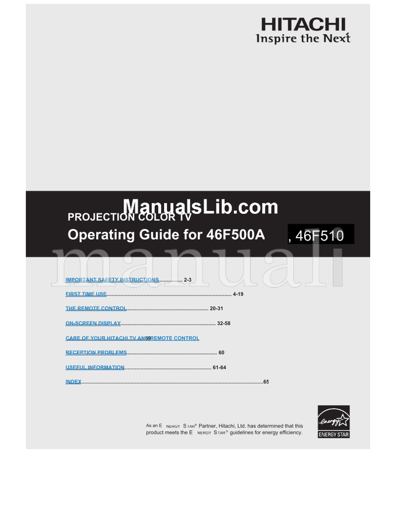 Hitachi 46F510 (68 pages) TV Operating Manual