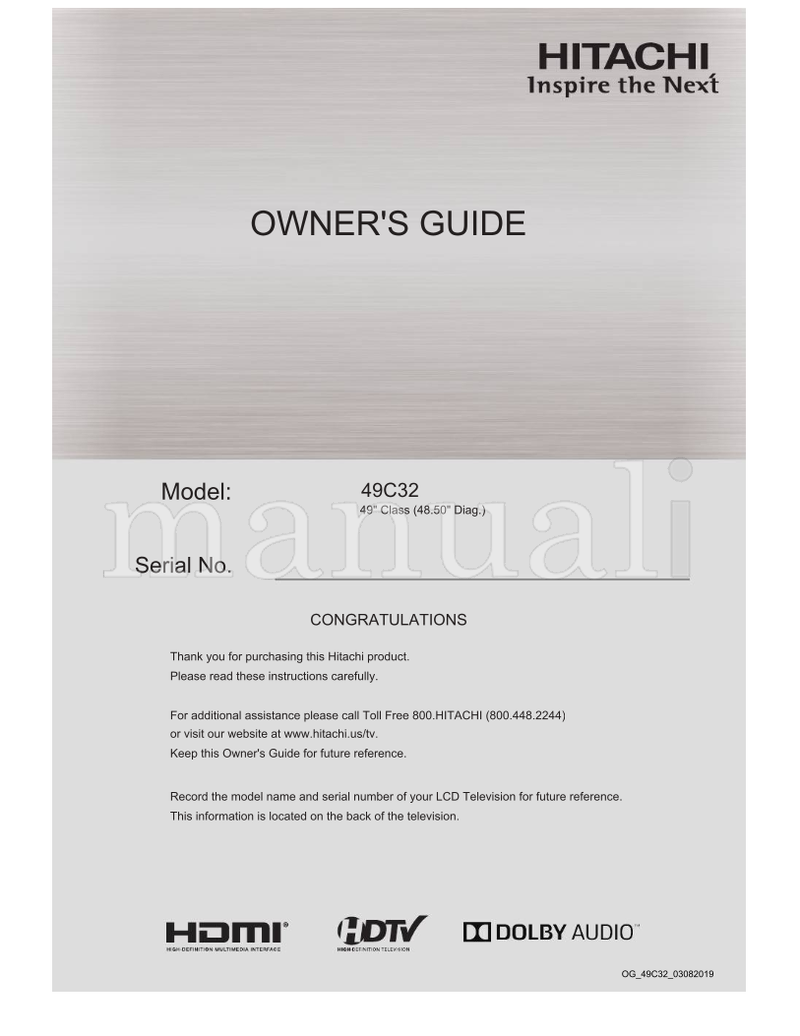Hitachi 49C32 OG49C3203082019 (40 pages) TV Operating Manual