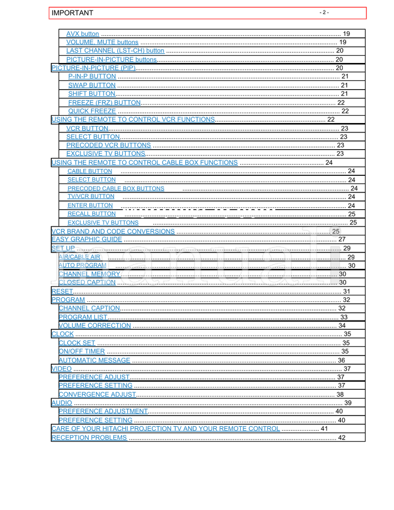 Hitachi 50EX12BA 50EX13KA (47 pages) TV Operating Manual