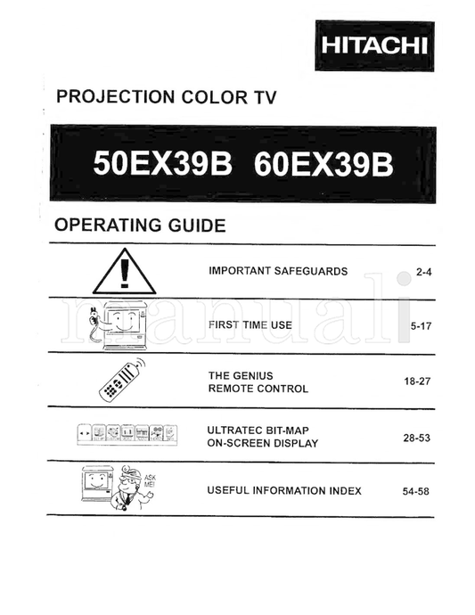 Hitachi 28-53 54-58 (60 pages) TV Operating Manual