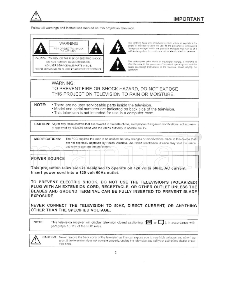 Hitachi 28-53 54-58 (60 pages) TV Operating Manual