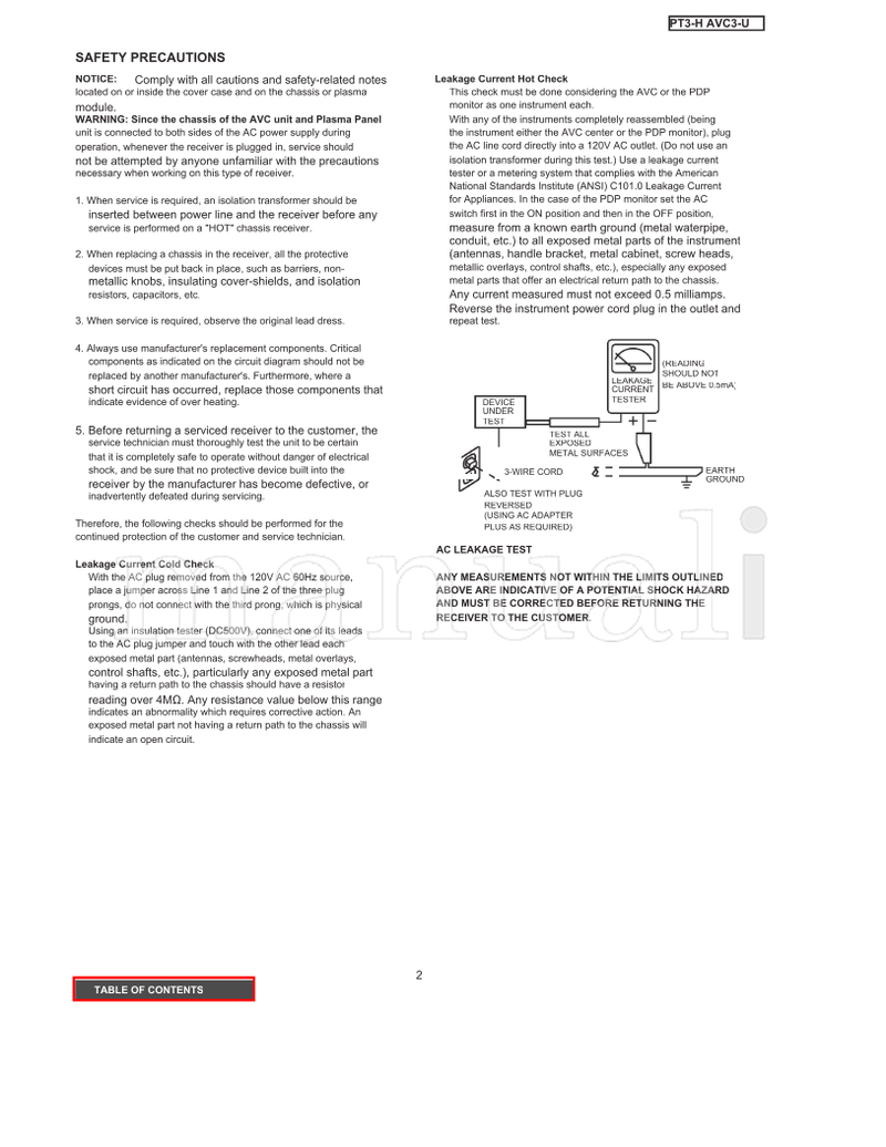 Hitachi 50HDT50M AVC51 AVC3-U (126 pages) TV Service Manual