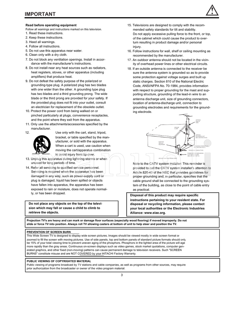 Hitachi 51S700 57S700 65S700 (80 pages) TV Operating Manual