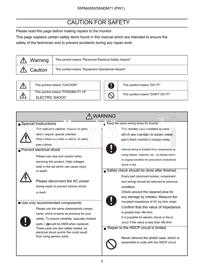 Hitachi 55PMA550 55HDM71 006E-1 (74 pages) TV Service Manual
