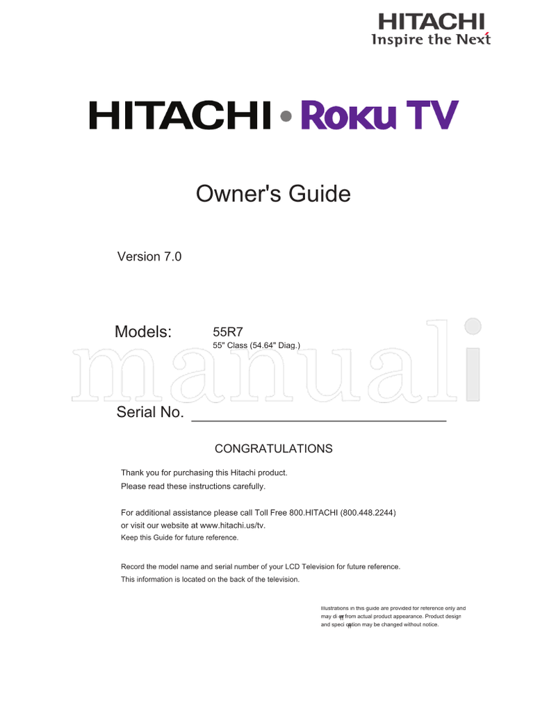 Hitachi 55R7 (84 pages) TV Operating Manual