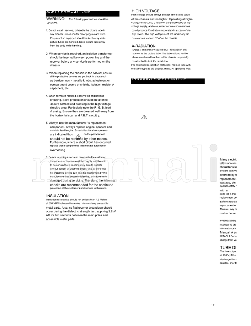 Hitachi C21-TF641S C21-TF651S C21-TF751S C21-TF571S T1-001 (33 pages) TV Service Manual