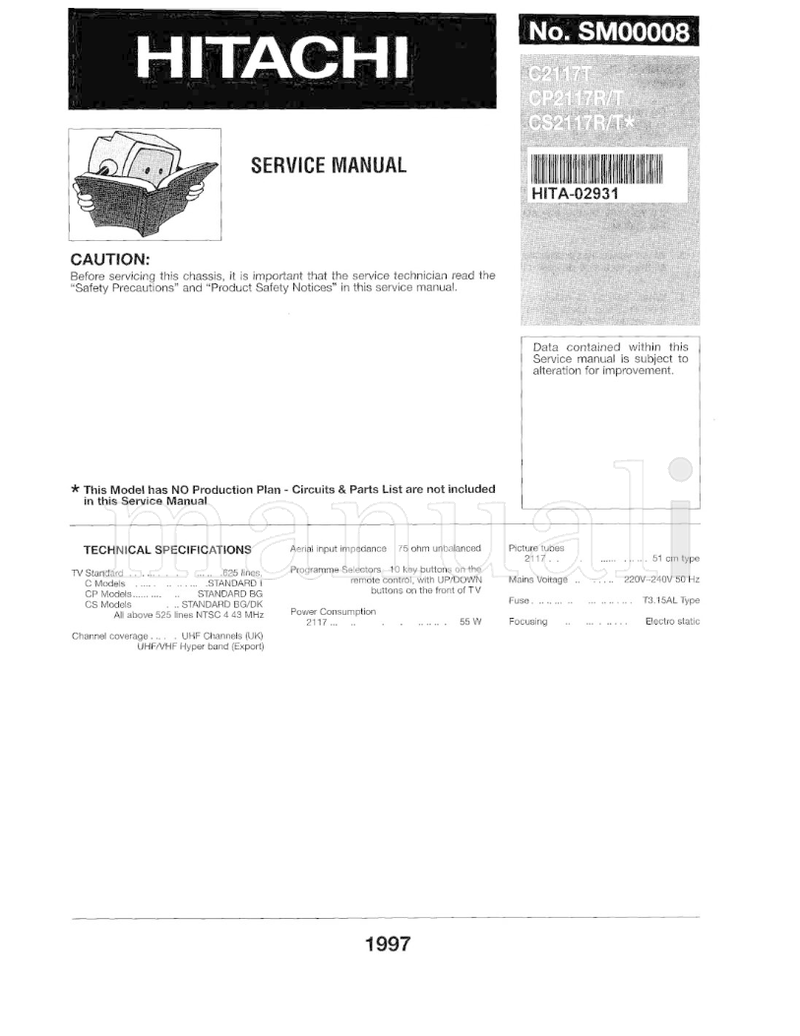 Hitachi SM0Q0008 (22 pages) TV Service Manual