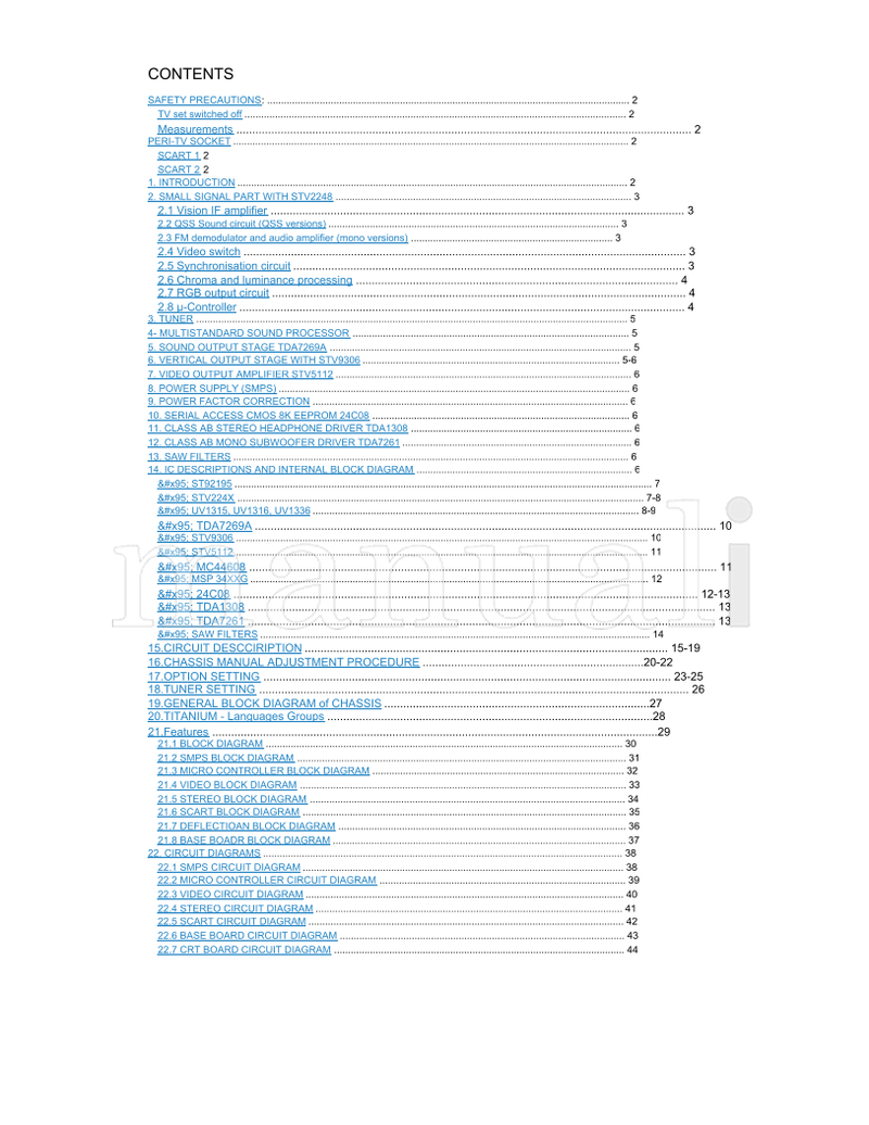 Hitachi C2844S CL2843S CP2843S C32W460N CG32W460N (47 pages) TV Service Manual