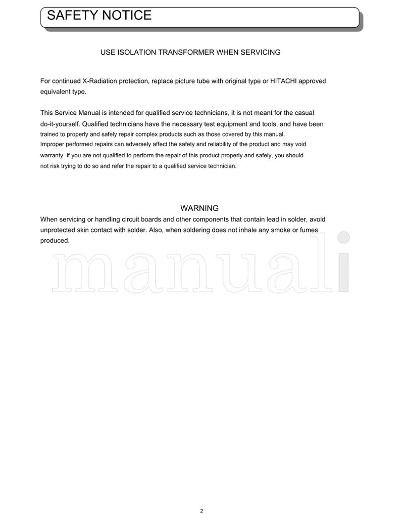 Hitachi C43-FL7000 P7966156A (179 pages) TV Service Manual